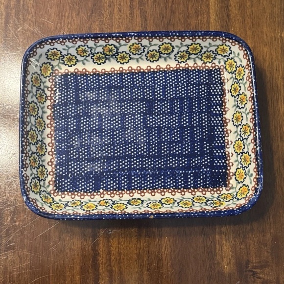 Polish Pottery Boleslawiec Sunflowers Baking Dish Baker Casserole 10x8 - Picture 1 of 7